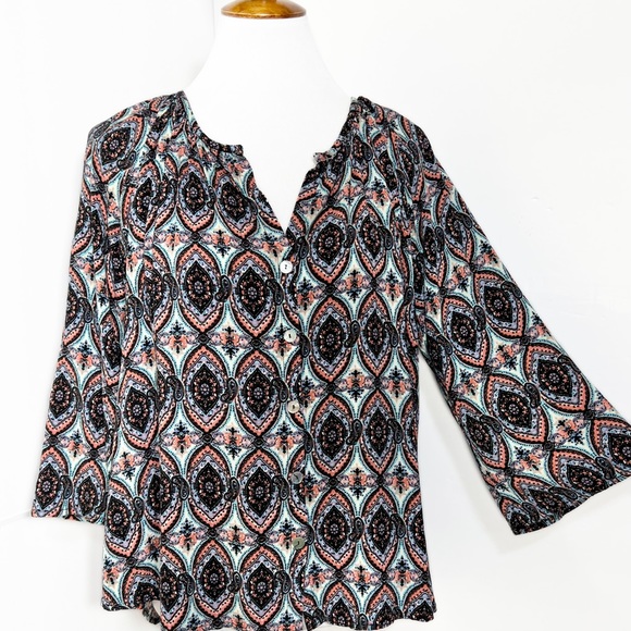 Show Me Your Mumu Mosaic Paisley High Low Peasant Top - Picture 8 of 11